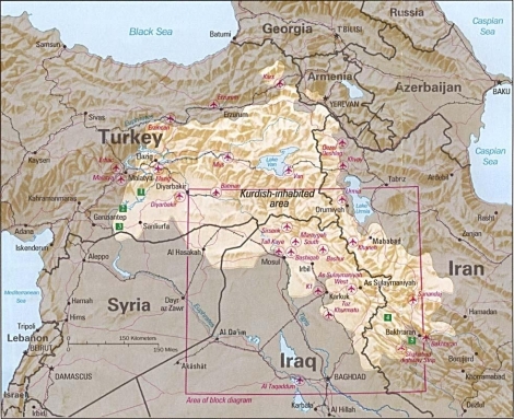 Les zones de peuplement kurde