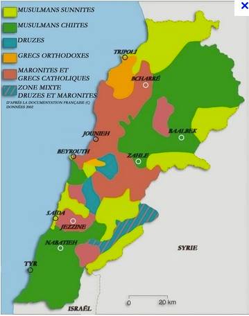 Le découpage ethnique et religieux du Liban